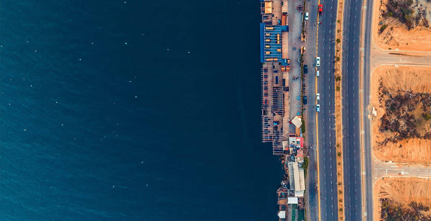 Top angle drone shot of Sea View Karachi