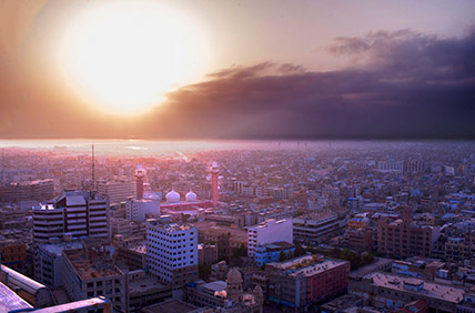 sunset view of karachi city