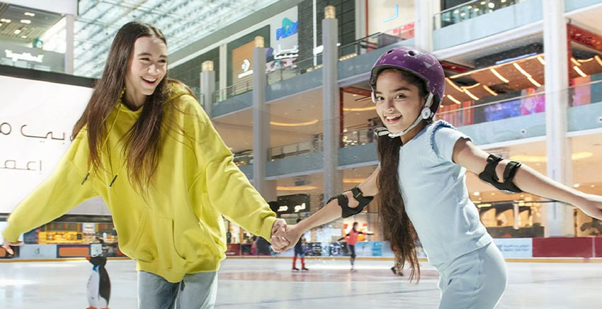 Girls enjoying ice staking